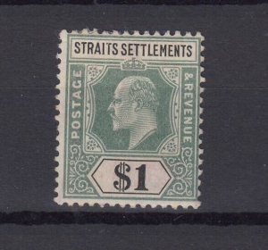 Straits Settlements KEVII 1902 $1 Green Black SG119 MH BP9806