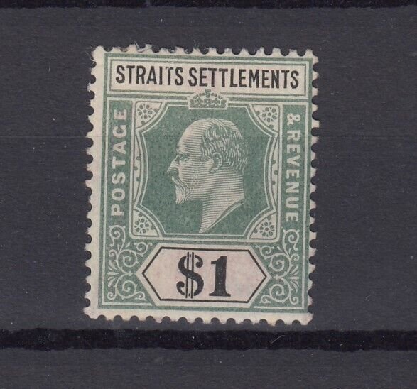 Straits Settlements KEVII 1902 $1 Green Black SG119 MH BP9806