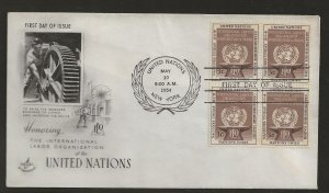 Just Fun Cover United Nations #25 FDC Block of 4 Artcraft Cachet (my5595)