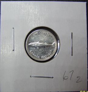 1967 Centennial 10 cent coin AU