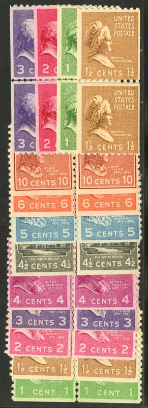 US Stamps # 839-51 MLH F-VF Line Pair Scott Value $140.00
