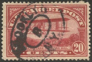 US 1913 Sc Q8  Used, F-VF, 20c carmine rose Bi-Plane Parcel Post stamp