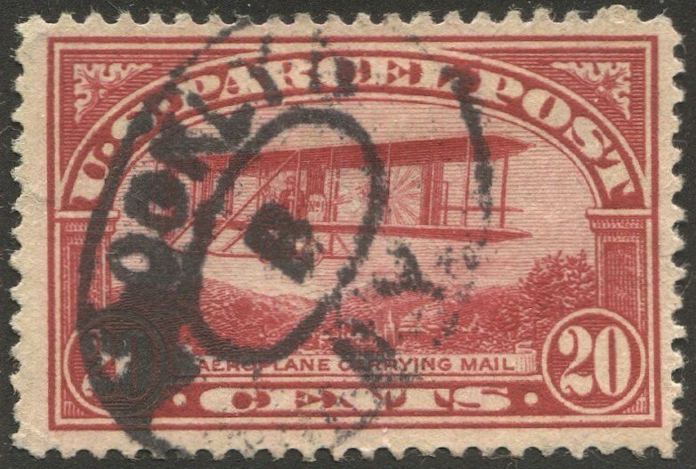 US 1913 Sc Q8  Used, F-VF, 20c carmine rose Bi-Plane Parcel Post stamp