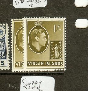 VIRGIN ISLANDS  (P0508B) KGVI 1/-  SG117-117A MOG