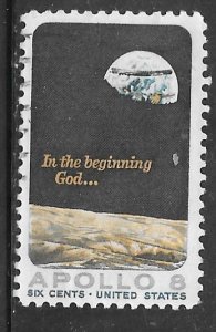 USA 1371: 6c Apollo 8, Moon Surface and Earth, used, VF