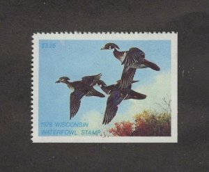 WI1 - Wisconsin First Of State Duck Stamp. Single. MNH. OG.