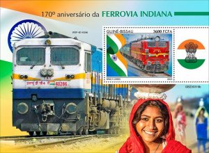 GUINEA BISSAU - 2023 - Indian Railways - Perf Souv Sheet - Mint Never Hinged