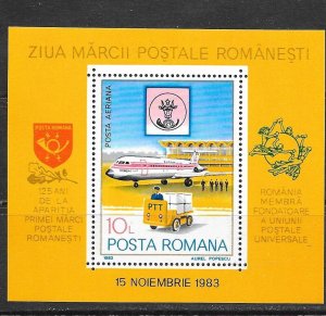 ROMANIA Sc 3152 NH SOUVENIR SHEET OF 1983 - STAMP DAY
