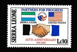 Sierra Leone, 783, Peace Corps 25th Anniversary,, Mint Hinged. 1/3 Cat.