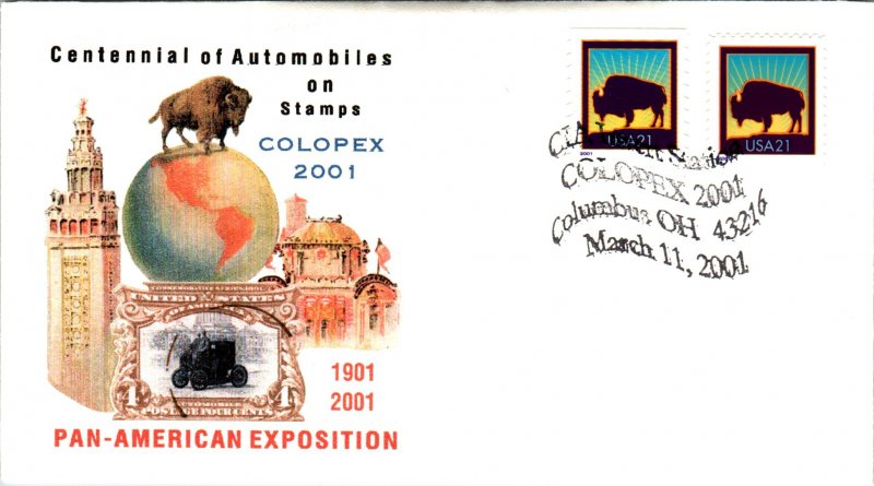 US Centennial of Cars on Stamps 2001 Colopex Cover