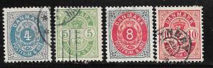 Denmark #42a,43a,44a,45a     (U)  CV $1.50