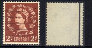 GB 1958 - 61 QE2 2d Light Red Brown Wilding Graphite Used SG 590 ( K629 )