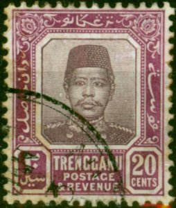 Trengganu 1910 20c Dull & Bright Purple SG11 Fine Used