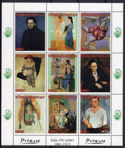 Turkmenistan 1999 PABLO PICASSO Sheetlet #2 Perforated (9) MNH