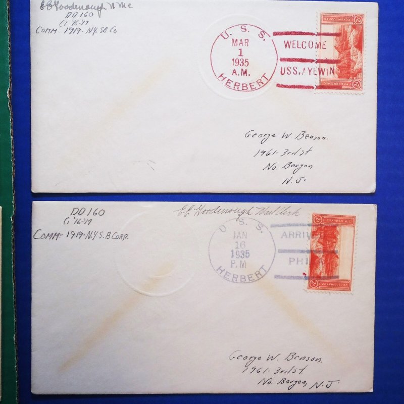USS Herbert CV-2 Destroyer 1930s Lot of 12 Naval Navy Ship Cancel Covers