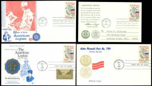 1969 FDC LOT/6 Different, SC #1369, AMERICAN LEGION Stamps, WASHINGTON DC Cancel