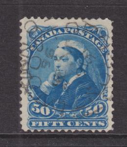 Canada Sc 47 used 1893 50c deep blue Queen Victoria F-VF