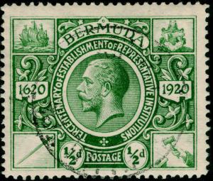 BERMUDA SG75, ½d green, FINE USED, CDS.