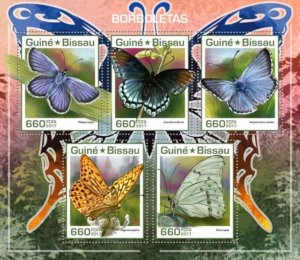 Guinea-Bissau - 2017 Butterflies - 4 Stamp Sheet - GB17507a