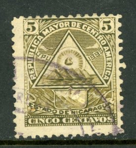 Nicaragua 1898 Seebeck Coat of Arms 5¢ Unwmk VFU B783