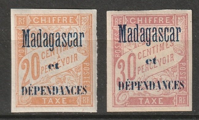 Madagascar 1896 Sc J3-4 postage due MH*