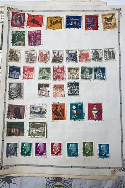 OLD GERMANY STAMPS HINGED ON ALBUM PAGE