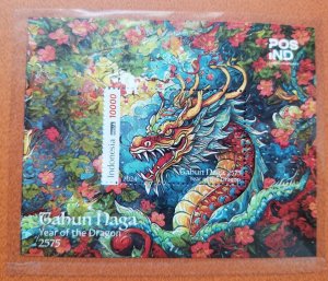 *FREE SHIP Indonesia Year Of Dragon 2024 Lunar (p. pack) MNH *gold foil *unusual