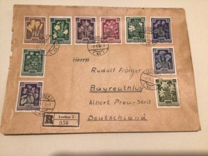 Austria 1956 large flower registered stamps cover  A9555