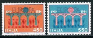 1984 Italy Sc #1594-95 / 25th Anniv of C.E.P.T. Bridge Over Water  MNH cv$9.50