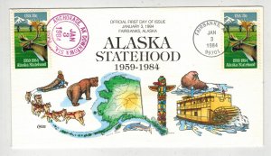 1984 COLLINS HANDPAINTED 2066 ALASKA STATEHOOD DUAL CANCEL ANCHORAGE DOWNTOWN