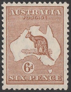 AUSTRALIA 1929 Kangaroo 6d MNH **. Small Multi wmk. ACSC 22A cat $100.