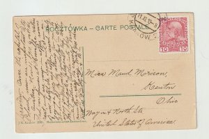 Krakow - Austria 1910 Color Postcard to USA Franz Joseph 10 H Single Stamp