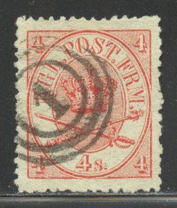 Denmark Scott 13 Used LH - 1864 4s Royal Emblems - SCV $8.00