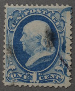 United States #156 Used VG Blue Cancel on Right Edge Good Pale Blue Color