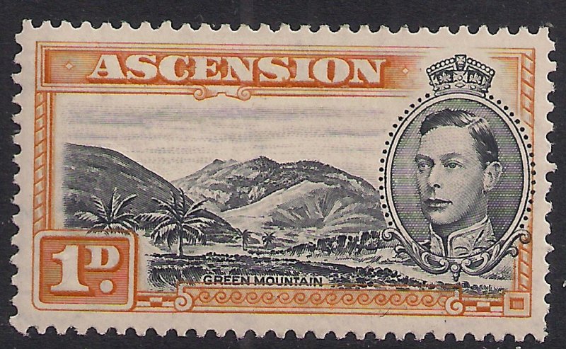 Ascension Island 1938 - 53 KGV1 1d Green Mountain MM SG 39b ( B94 )