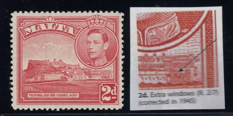 Malta, SG 221bba, MLH, Extra Windows variety 