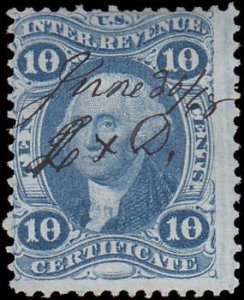 Scott R33c George Washington, Certificate, Revenue Stamp - Used