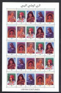 1992 - Libya- Libyan costumes - Complete set -Strip of 5 Stamps MNH** 