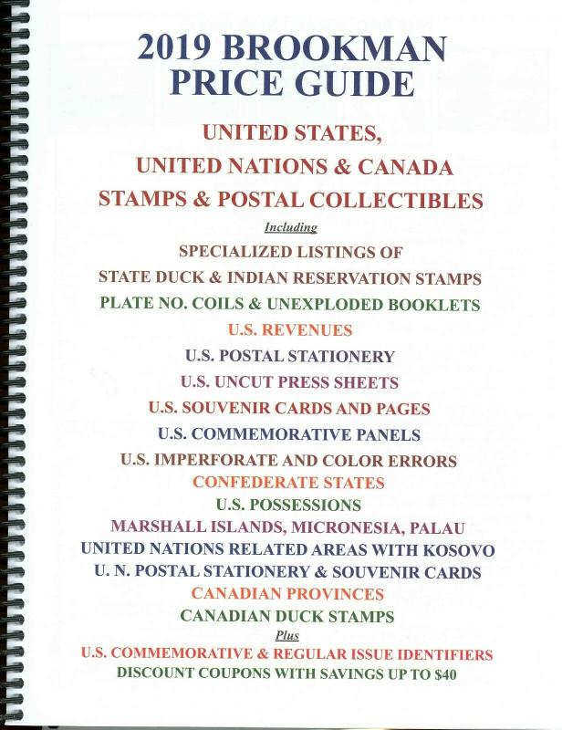 2019 Brookman Price Guide U.S. U.N. Canada Stamps Catalog Spiral Bound 352p