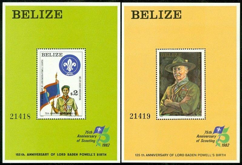 EDW1949SELL : BELIZE 1982 Scott #44-5 Boy Scouts S/S. Very Fine, Mint NH Cat $55