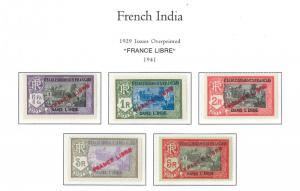 French India - 1941 MH - 1929 Issues OverPrinted FRANCE LIBRE