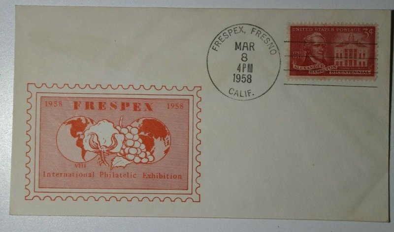 FRESPEX Fresno CA 1958 Philatelic Expo Cachet Cover