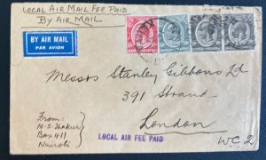 1931 Nairobi Kenya First Flight Airmail Cover FFC To London England