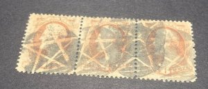 US Scott Number 159 Used (Set of three--with Circle Star Cancel)