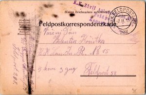 Austria Soldier's Free Mail 1915 K.u.K. Feldpostamt 208 Feldpostcard to Feldp...