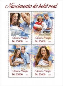 St Thomas - Prince George, Royal Baby - 4 Stamp  Sheet ST13501a