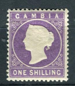 GAMBIA; 1886 classic QV Crown CA issue Mint hinged Shade of 1s. value