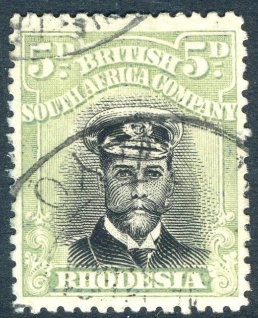 RHODESIA-1919 5d Black & Pale Green Sg 263 FINE  USED V18580