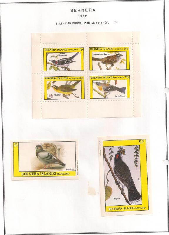 SCOTLAND - BERNERA - 1982 - Birds (14) - 4v Perf, Min, D/L Sheets - MLH