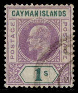 CAYMAN ISLANDS EDVII SG15a, 1s violet & green FINE USED. Cat £1300. DENTED FRAME